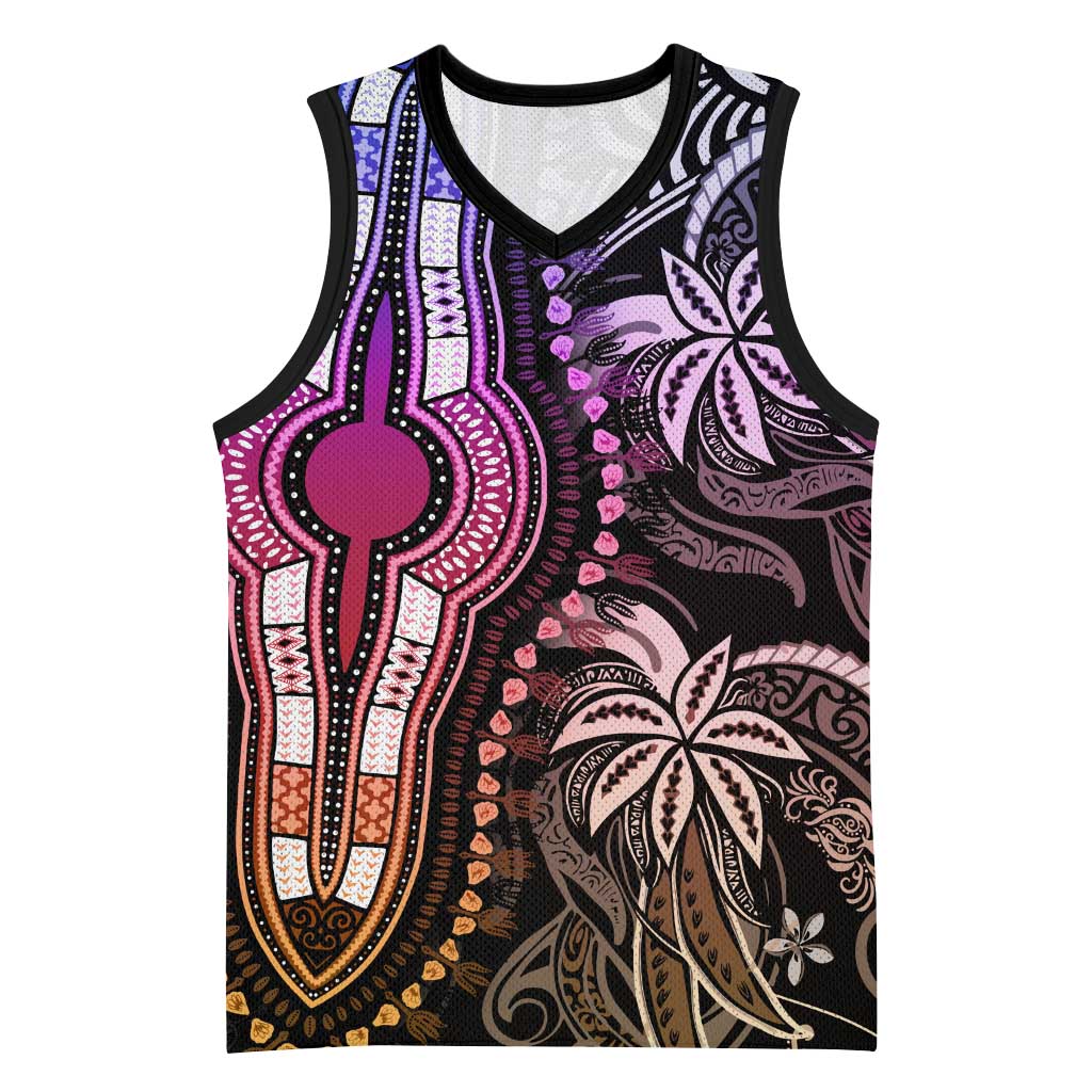 Polynesia Mixed African Dashiki Basketball Jersey Afro-pacific Culture - Pastel - African Pride