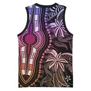 Polynesia Mixed African Dashiki Basketball Jersey Afro-pacific Culture - Pastel - African Pride