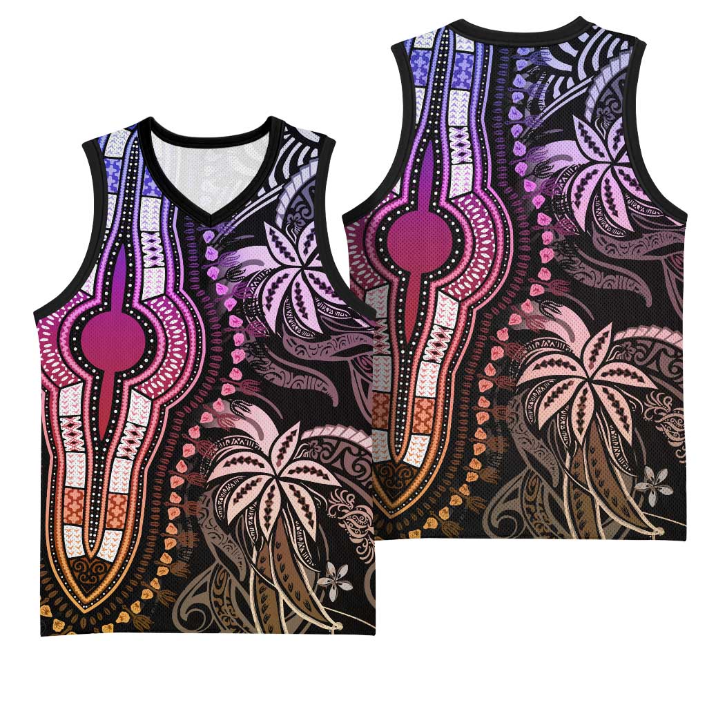 Polynesia Mixed African Dashiki Basketball Jersey Afro-pacific Culture - Pastel - African Pride