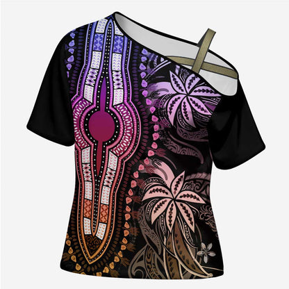 Polynesia Mixed African Dashiki Cross Shoulder Shirt Afro-pacific Culture - Pastel