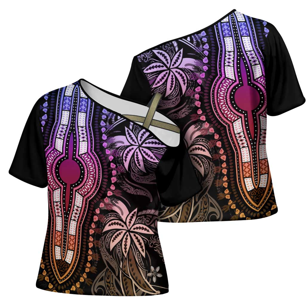 Polynesia Mixed African Dashiki Cross Shoulder Shirt Afro-pacific Culture - Pastel
