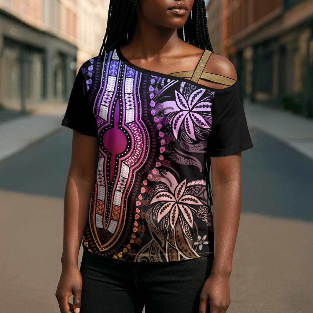 Polynesia Mixed African Dashiki Cross Shoulder Shirt Afro-pacific Culture - Pastel