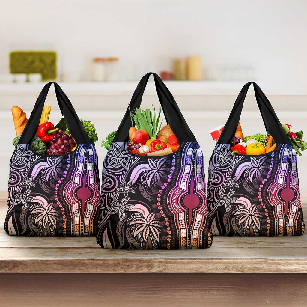 Polynesia Mixed African Dashiki Grocery Bag Afro-pacific Culture - Pastel