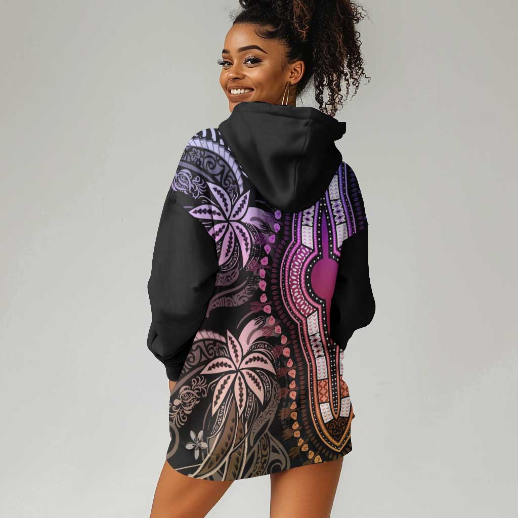 Polynesia Mixed African Dashiki Hoodie Dress Afro-pacific Culture - Pastel