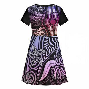 Polynesia Mixed African Dashiki Kid Short Sleeve Dress Afro-pacific Culture - Pastel
