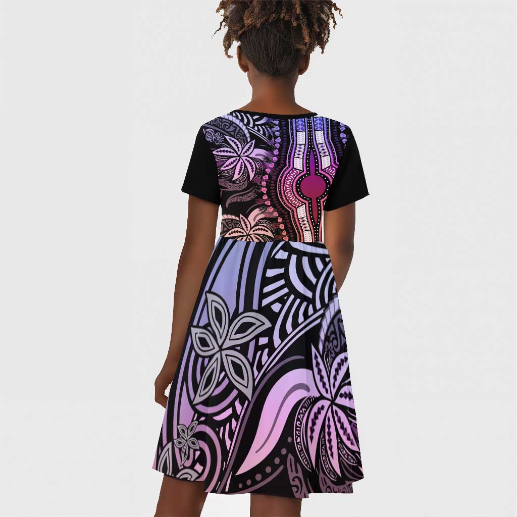 Polynesia Mixed African Dashiki Kid Short Sleeve Dress Afro-pacific Culture - Pastel