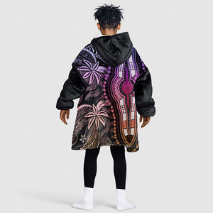 Polynesia Mixed African Dashiki Kid Wearable Blanket Hoodie Afro-pacific Culture - Pastel
