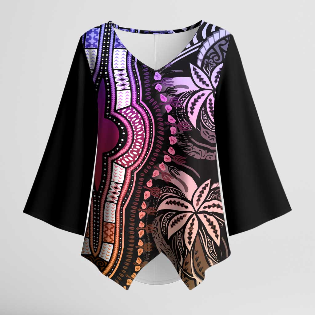 Polynesia Mixed African Dashiki Kimono Sleeve Blouse Afro-pacific Culture - Pastel
