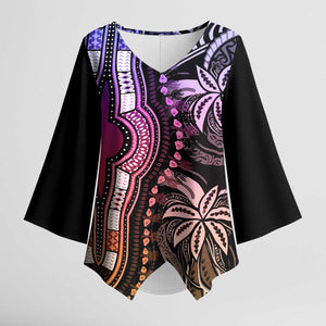 Polynesia Mixed African Dashiki Kimono Sleeve Blouse Afro-pacific Culture - Pastel