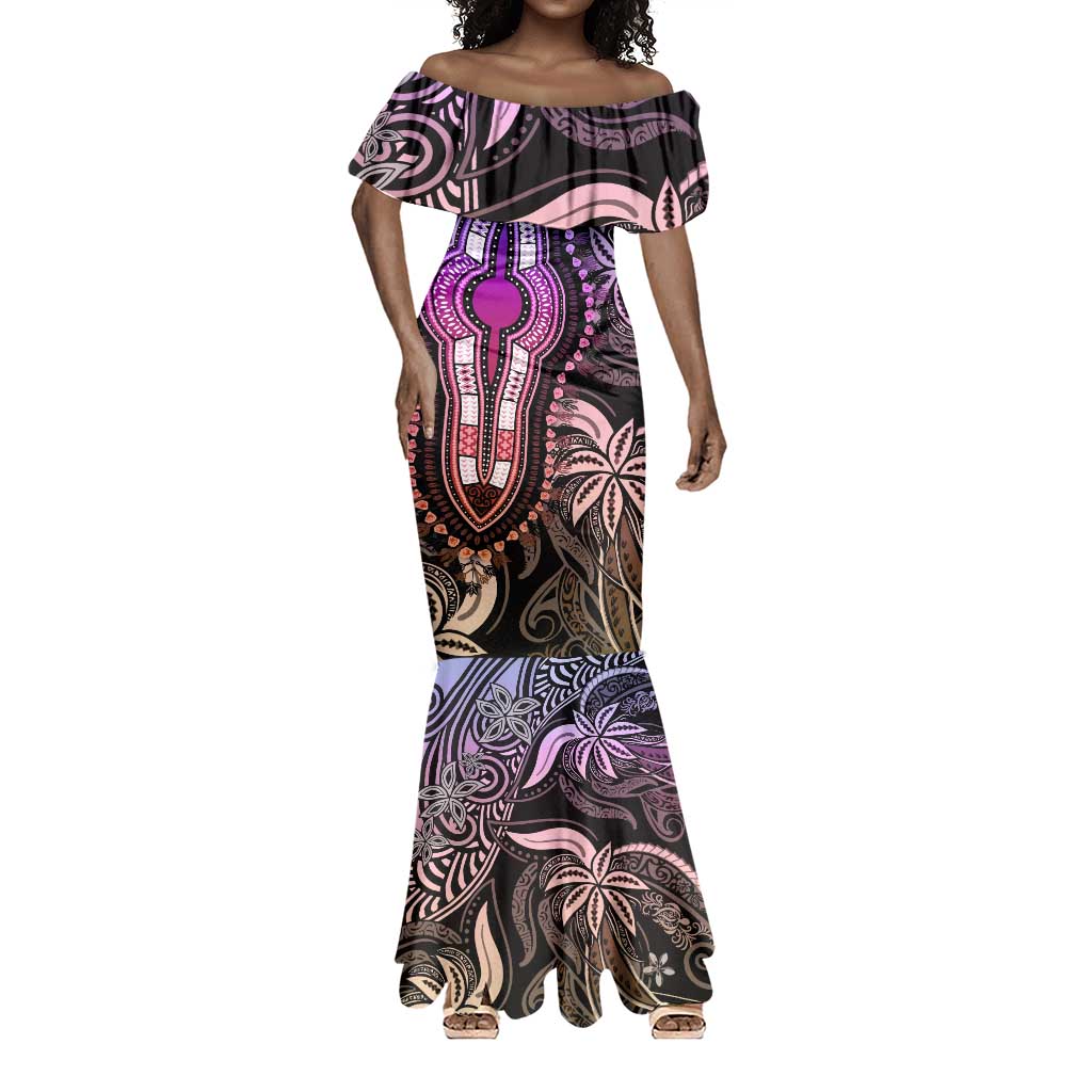 Polynesia Mixed African Dashiki Mermaid Dress Afro-pacific Culture - Pastel