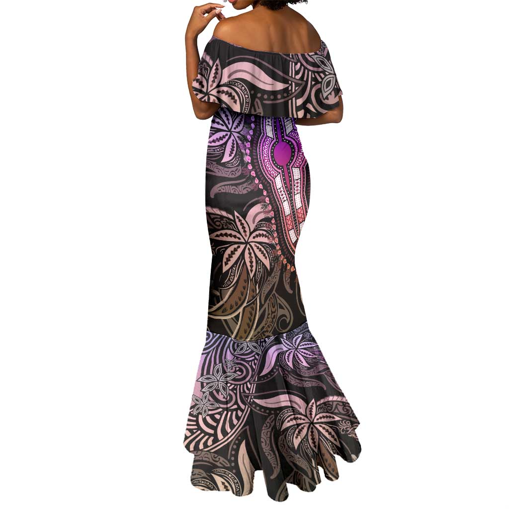 Polynesia Mixed African Dashiki Mermaid Dress Afro-pacific Culture - Pastel