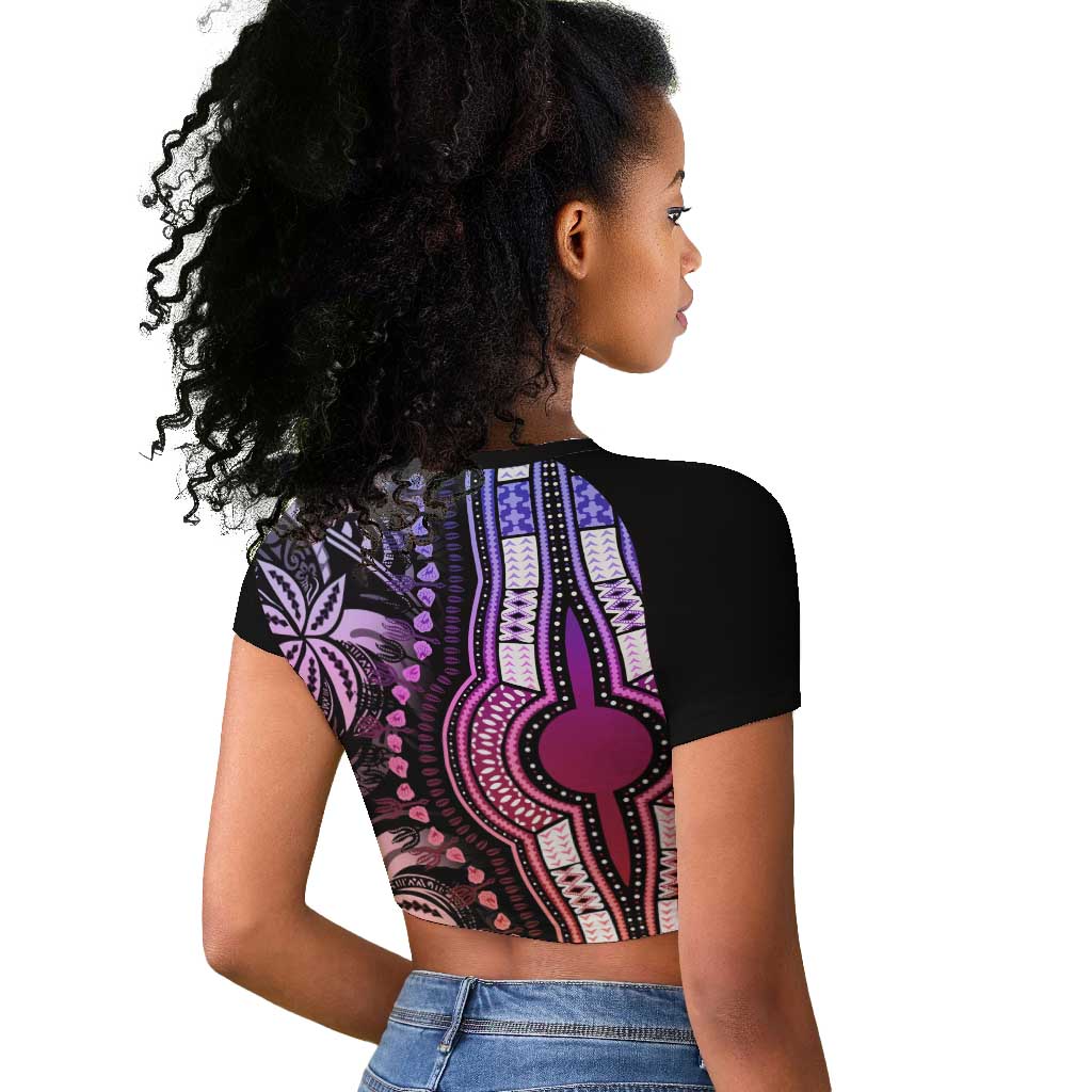 Polynesia Mixed African Dashiki Raglan Cropped T shirt Afro-pacific Culture - Pastel