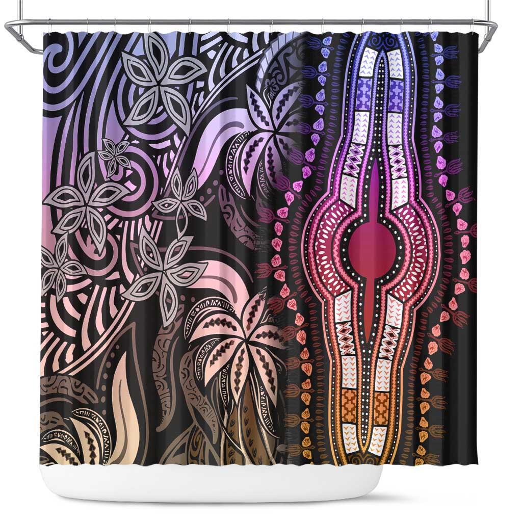 Polynesia Mixed African Dashiki Shower Curtain Afro-pacific Culture - Pastel