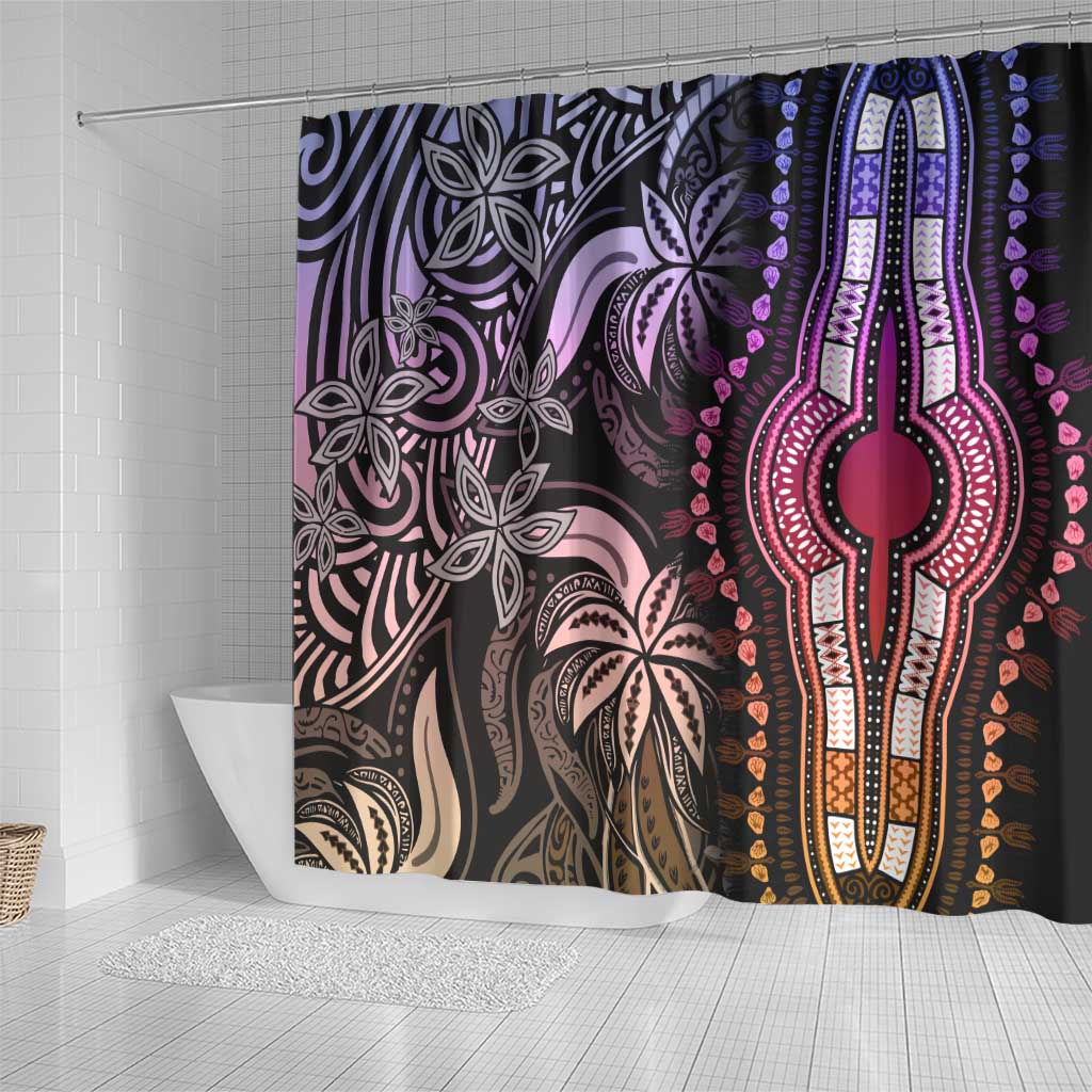Polynesia Mixed African Dashiki Shower Curtain Afro-pacific Culture - Pastel