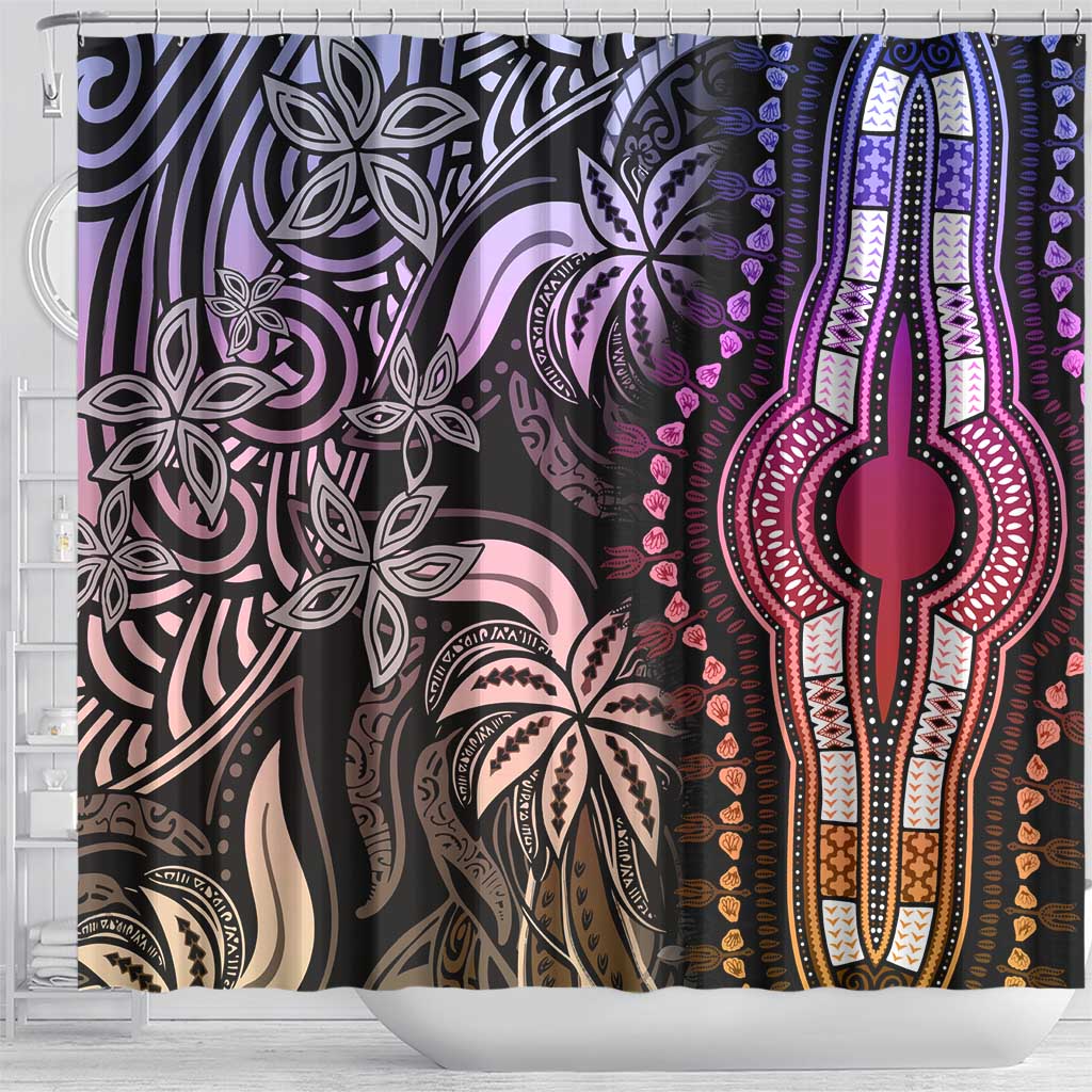 Polynesia Mixed African Dashiki Shower Curtain Afro-pacific Culture - Pastel
