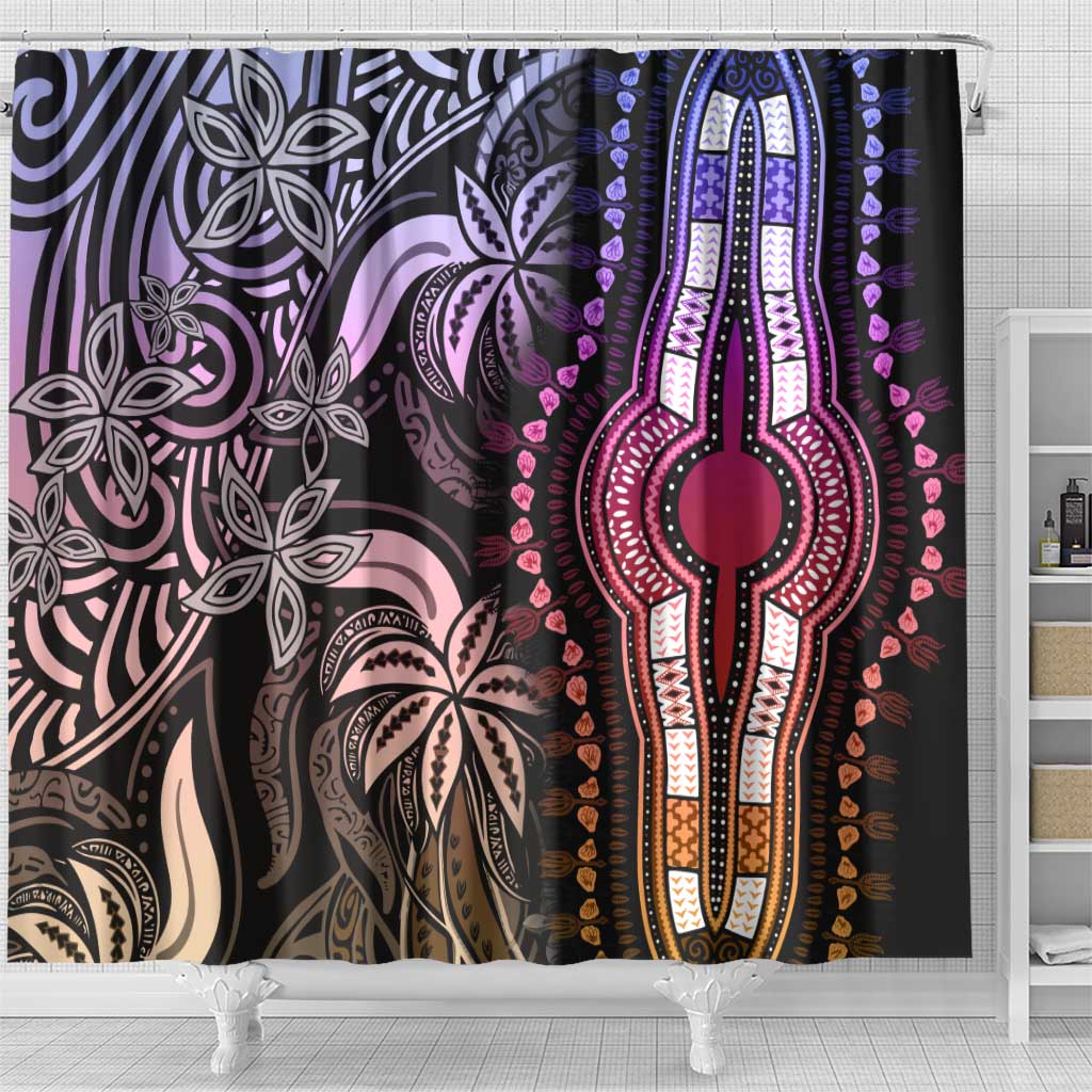 Polynesia Mixed African Dashiki Shower Curtain Afro-pacific Culture - Pastel