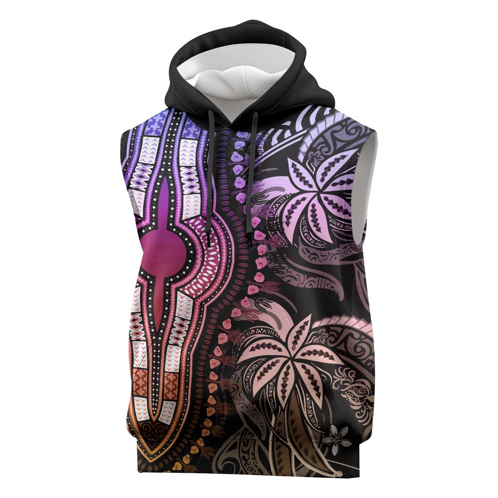 Polynesia Mixed African Dashiki Sleeveless Hoodie Afro-pacific Culture - Pastel - African Pride