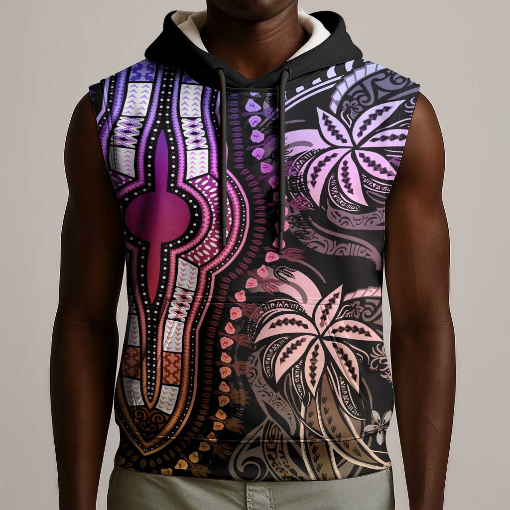Polynesia Mixed African Dashiki Sleeveless Hoodie Afro-pacific Culture - Pastel - African Pride