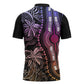 Polynesia Mixed African Dashiki Zipper Polo Shirt Afro-pacific Culture - Pastel