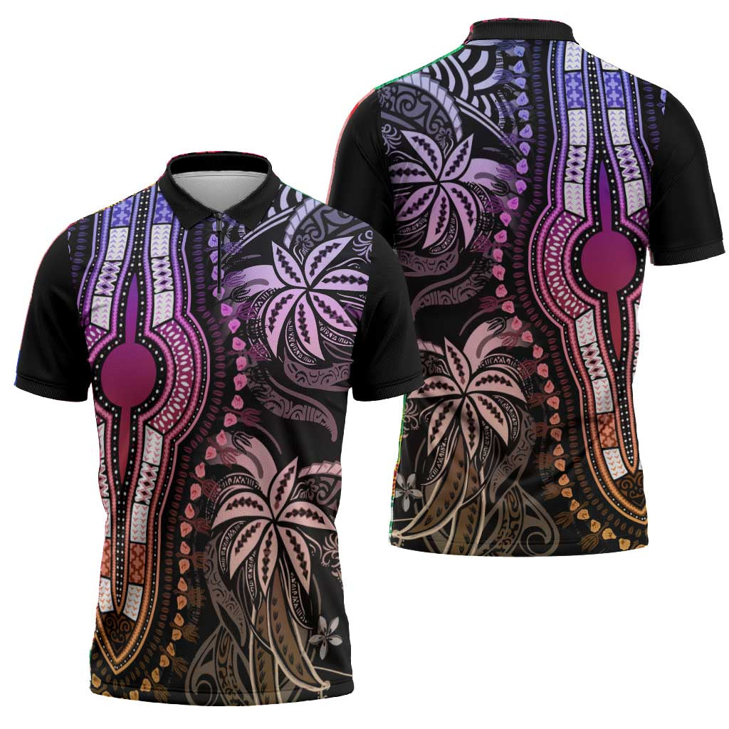 Polynesia Mixed African Dashiki Zipper Polo Shirt Afro-pacific Culture - Pastel