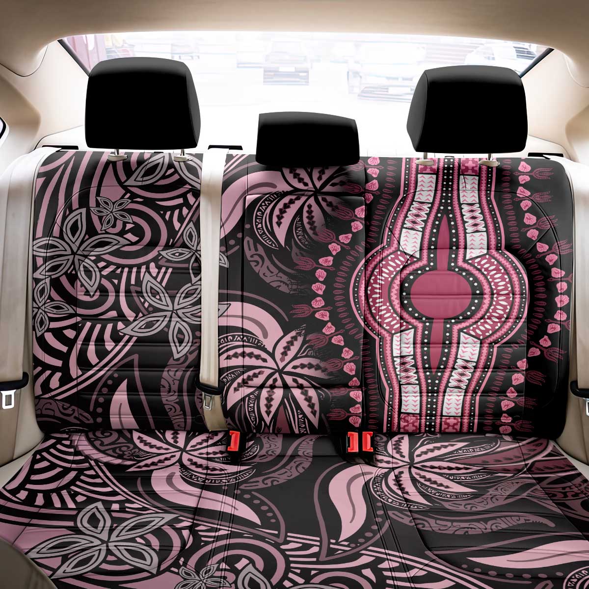 Polynesia Mixed African Dashiki Back Car Seat Cover Afro-pacific Culture - Pink