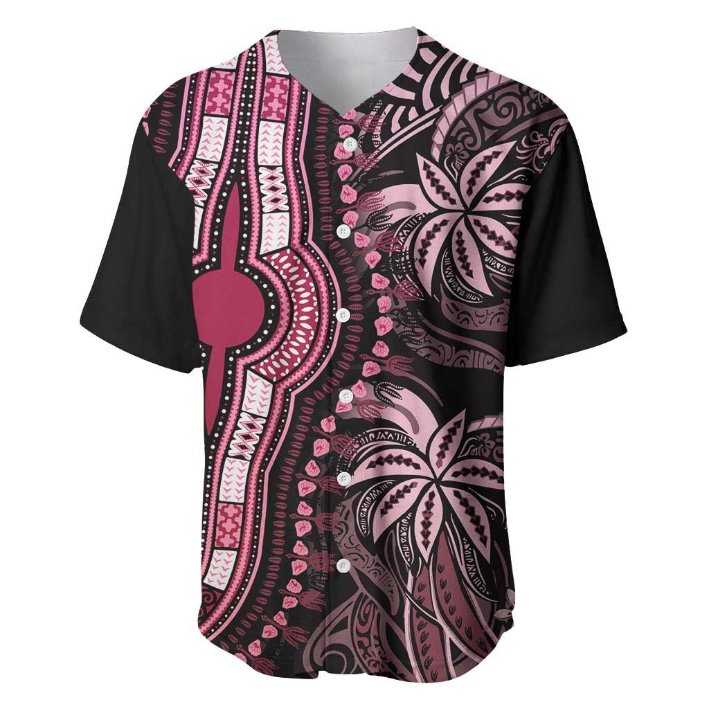 Polynesia Mixed African Dashiki Baseball Jersey Afro-pacific Culture - Pink