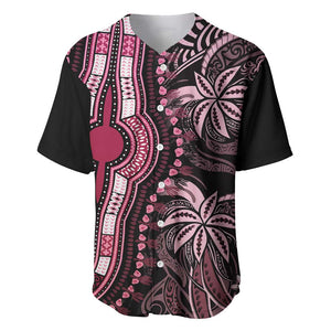 Polynesia Mixed African Dashiki Baseball Jersey Afro-pacific Culture - Pink