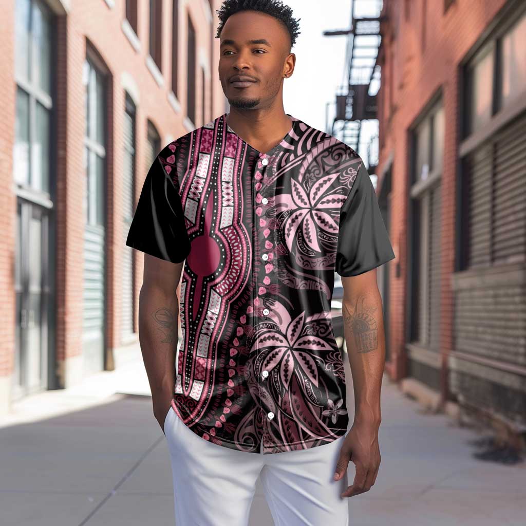 Polynesia Mixed African Dashiki Baseball Jersey Afro-pacific Culture - Pink