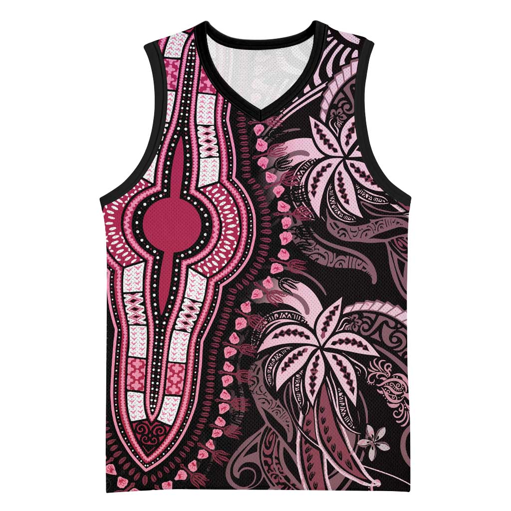 Polynesia Mixed African Dashiki Basketball Jersey Afro-pacific Culture - Pink - African Pride