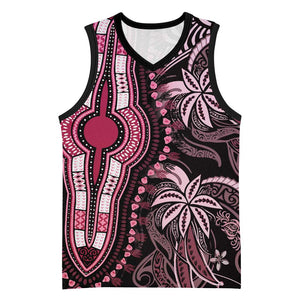 Polynesia Mixed African Dashiki Basketball Jersey Afro-pacific Culture - Pink - African Pride