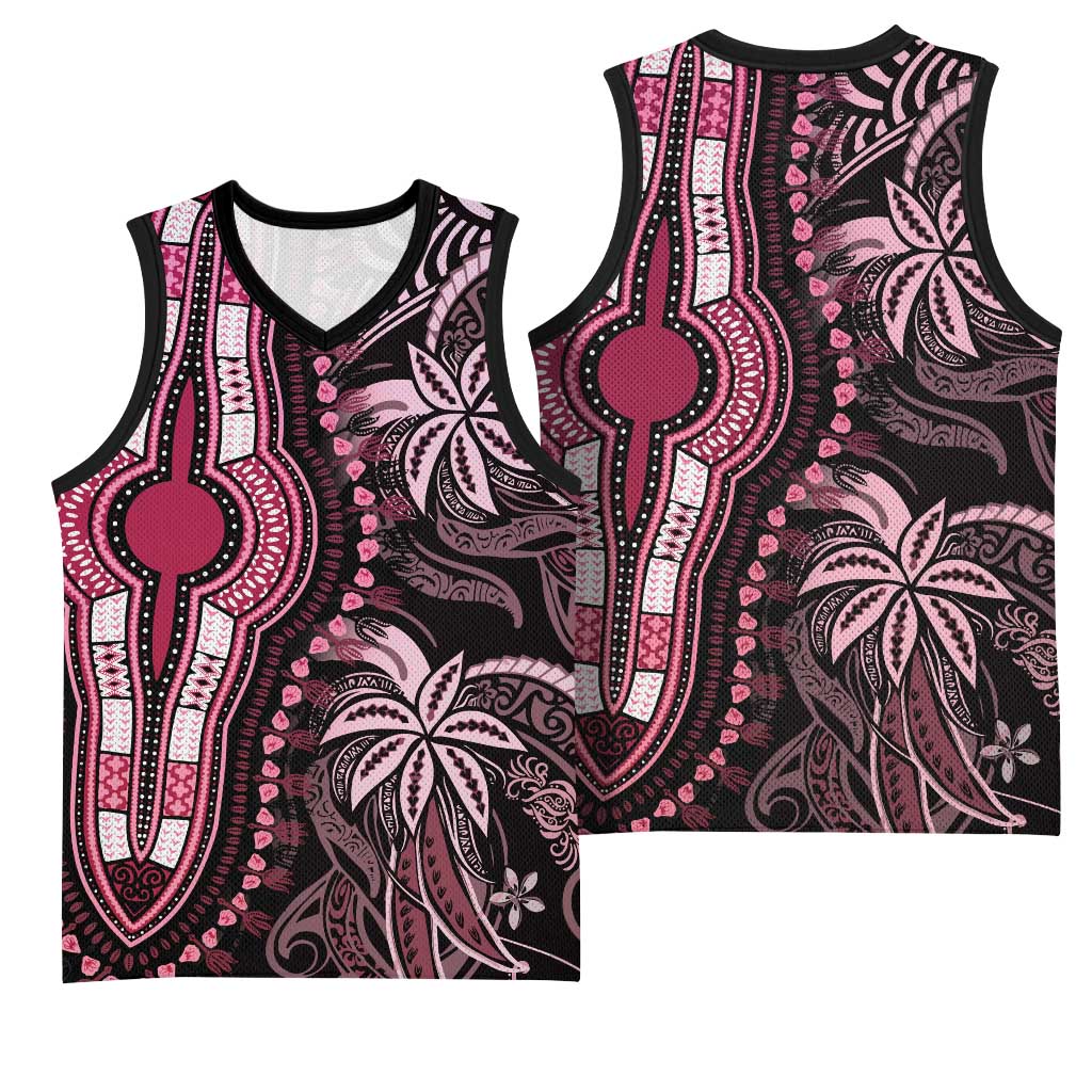 Polynesia Mixed African Dashiki Basketball Jersey Afro-pacific Culture - Pink - African Pride