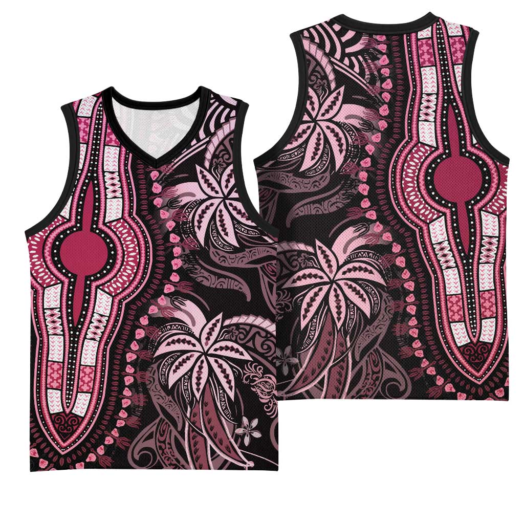 Polynesia Mixed African Dashiki Basketball Jersey Afro-pacific Culture - Pink LT9