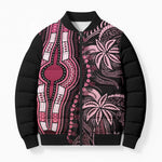Polynesia Mixed African Dashiki Bomber Puffer Jacket Afro-pacific Culture - Pink