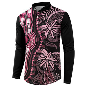 Polynesia Mixed African Dashiki Button Sweatshirt Afro-pacific Culture - Pink