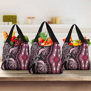 Polynesia Mixed African Dashiki Grocery Bag Afro-pacific Culture - Pink
