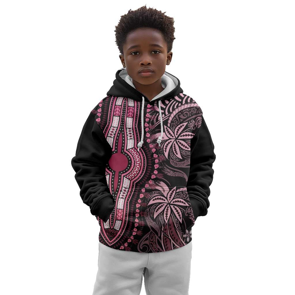 Polynesia Mixed African Dashiki Kid Hoodie Afro-pacific Culture - Pink