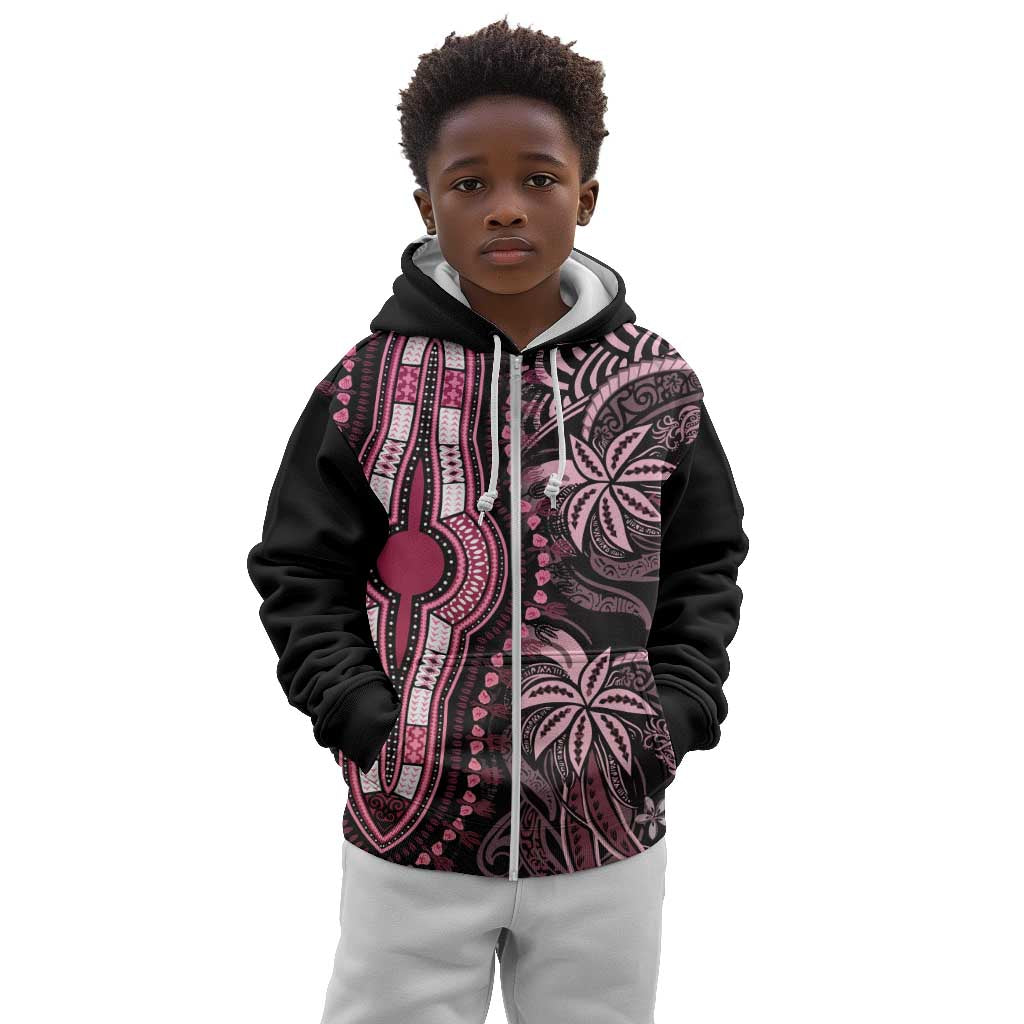 Polynesia Mixed African Dashiki Kid Hoodie Afro-pacific Culture - Pink