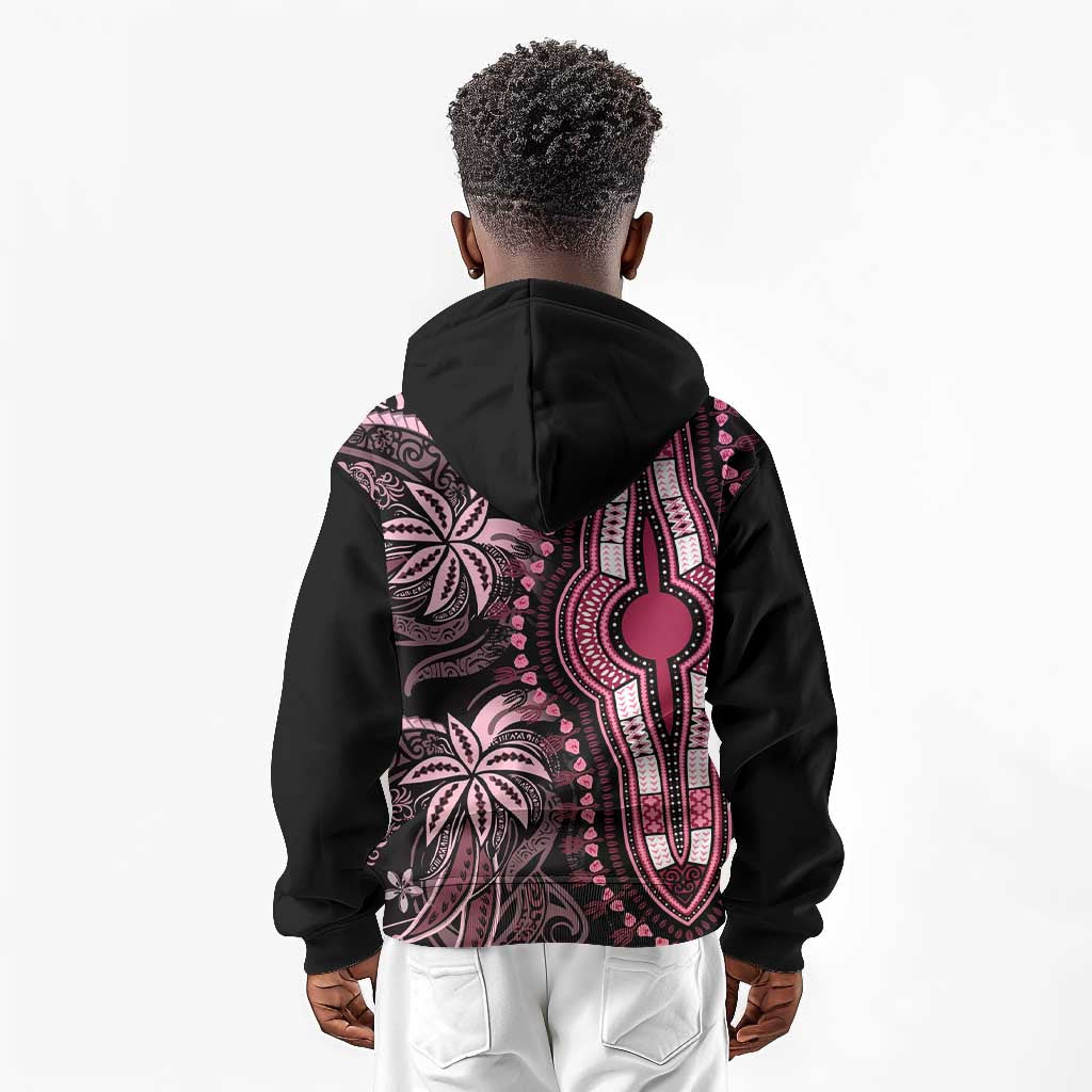 Polynesia Mixed African Dashiki Kid Hoodie Afro-pacific Culture - Pink