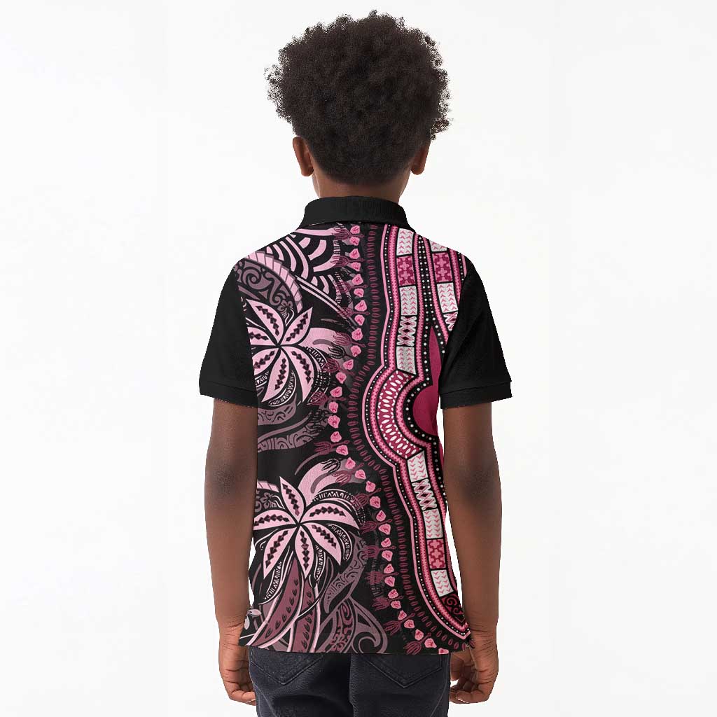 Polynesia Mixed African Dashiki Kid Polo Shirt Afro-pacific Culture - Pink