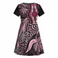 Polynesia Mixed African Dashiki Kid Short Sleeve Dress Afro-pacific Culture - Pink