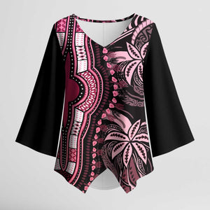 Polynesia Mixed African Dashiki Kimono Sleeve Blouse Afro-pacific Culture - Pink
