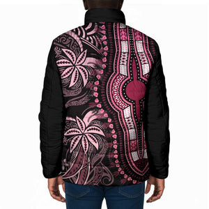 Polynesia Mixed African Dashiki Padded Jacket Afro-pacific Culture - Pink