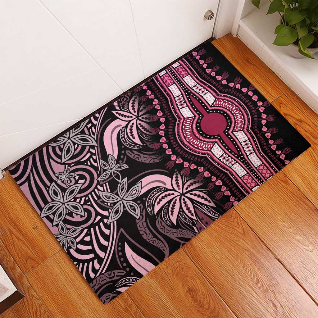 Polynesia Mixed African Dashiki Rubber Doormat Afro-pacific Culture - Pink