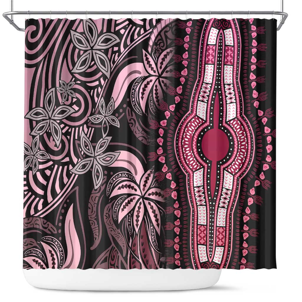 Polynesia Mixed African Dashiki Shower Curtain Afro-pacific Culture - Pink