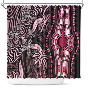 Polynesia Mixed African Dashiki Shower Curtain Afro-pacific Culture - Pink