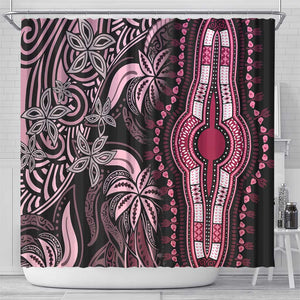 Polynesia Mixed African Dashiki Shower Curtain Afro-pacific Culture - Pink