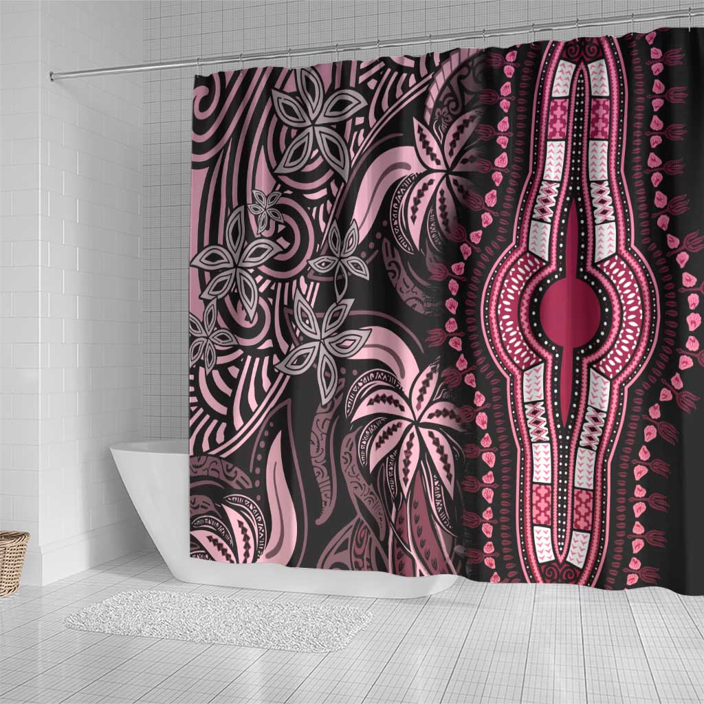 Polynesia Mixed African Dashiki Shower Curtain Afro-pacific Culture - Pink