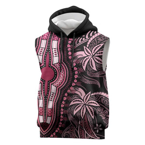 Polynesia Mixed African Dashiki Sleeveless Hoodie Afro-pacific Culture - Pink - African Pride
