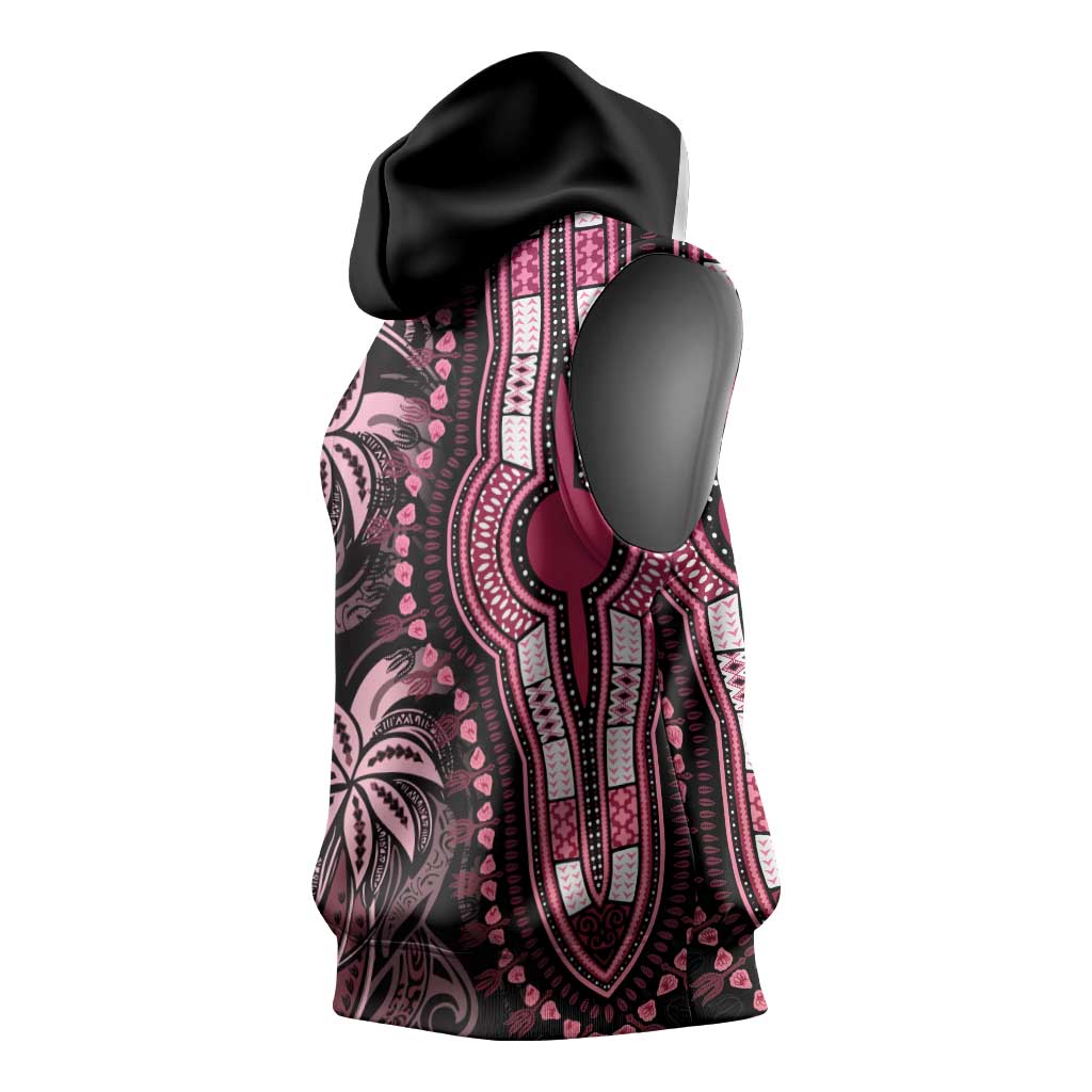 Polynesia Mixed African Dashiki Sleeveless Hoodie Afro-pacific Culture - Pink - African Pride