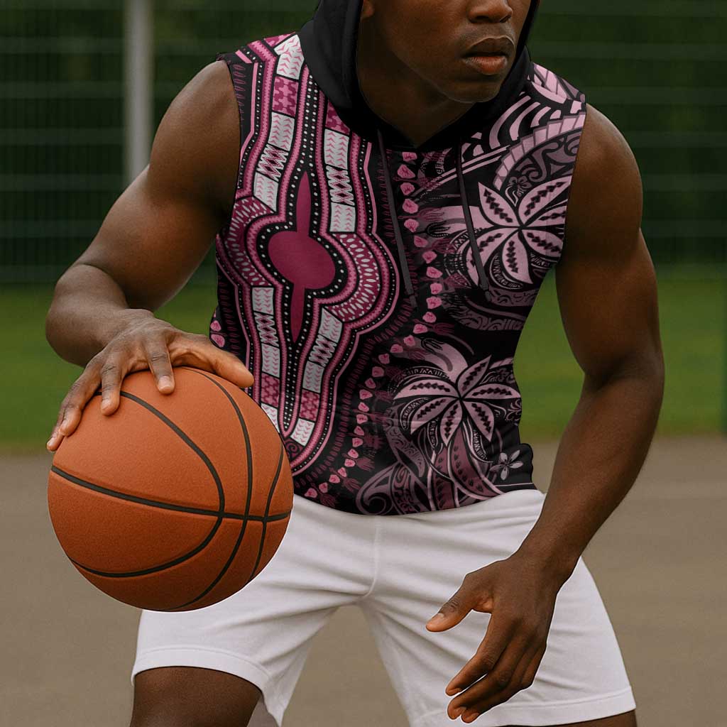 Polynesia Mixed African Dashiki Sleeveless Hoodie Afro-pacific Culture - Pink - African Pride